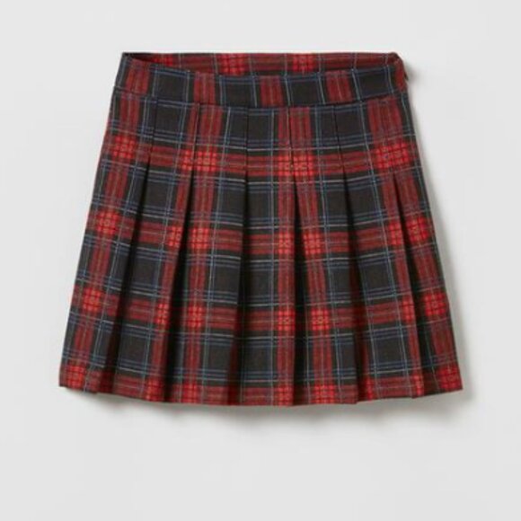 Zara Classic Tartan Plaid Pleated Mini Skirt - Red & Blue Check